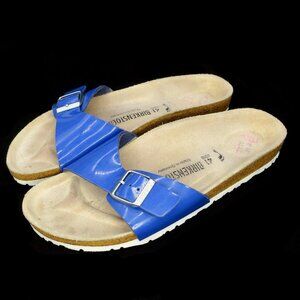 Birkenstock Madrid Slip-on Sandals Patent Blue Single Strap Women's 41 L10